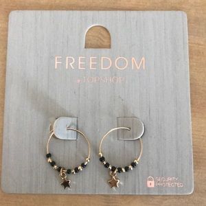 Beaded star hoop earrings